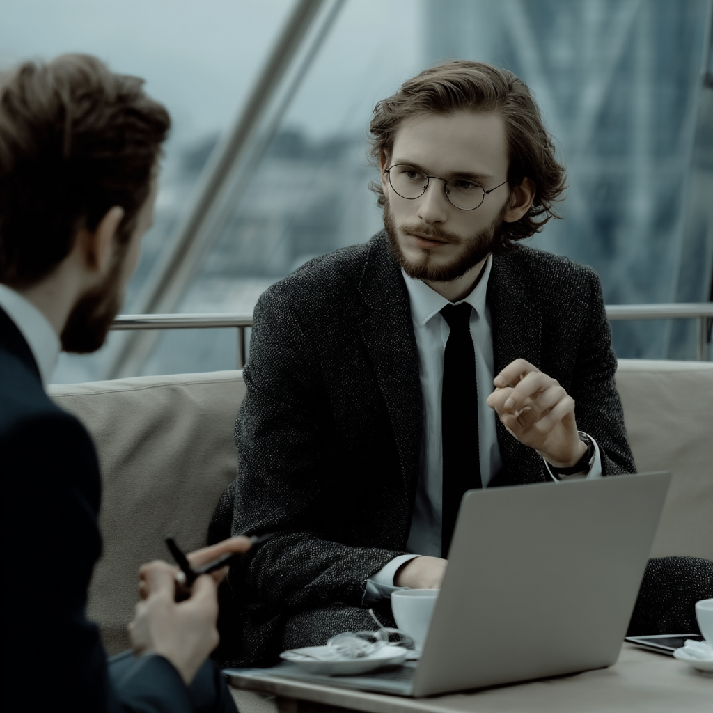 An attorney meeting with his client to discuss a case